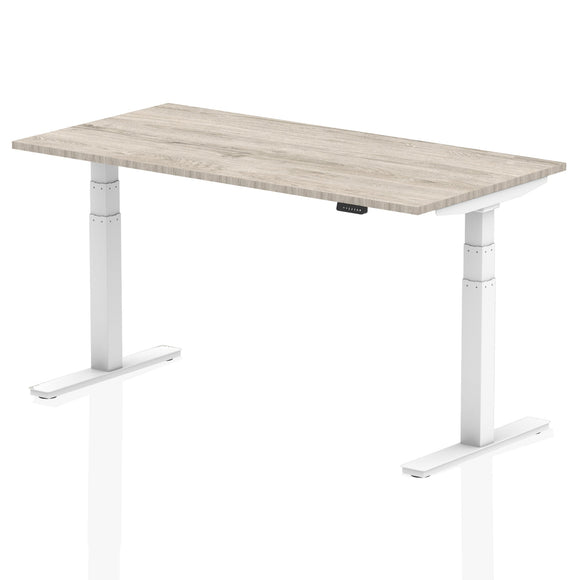 Air 1600 x 800mm Height Adjustable Desk Grey Oak Top White Leg