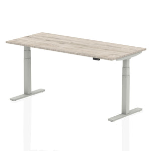 Air 1800 x 800mm Height Adjustable Desk Grey Oak Top Silver Leg