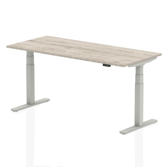 Air 1800 x 800mm Height Adjustable Desk Grey Oak Top Silver Leg