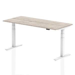 Air 1800 x 800mm Height Adjustable Desk Grey Oak Top White Leg