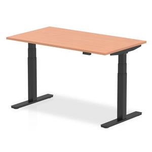 Air 1400 x 800mm Height Adjustable Desk Beech Top Black Leg