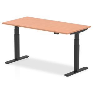 Air 1600 x 800mm Height Adjustable Desk Beech Top Black Leg