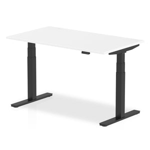 Air 1400 x 800mm Height Adjustable Desk White Top Black Leg