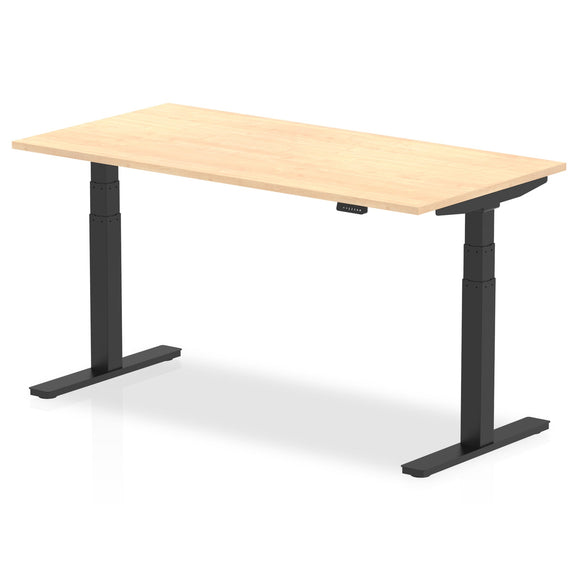 Air 1600 x 800mm Height Adjustable Desk Maple Top Black Leg