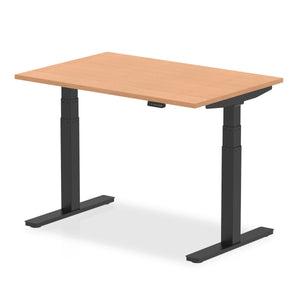 Air 1200 x 800mm Height Adjustable Desk Oak Top Black Leg