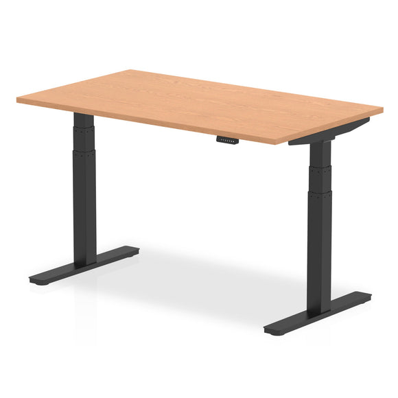 Air 1400 x 800mm Height Adjustable Desk Oak Top Black Leg