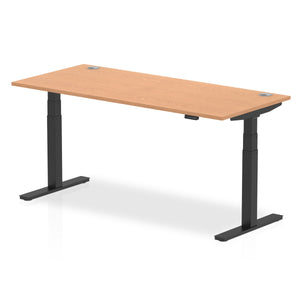 Air 1800 x 800mm Height Adjustable Desk Oak Top Cable Ports Black Leg