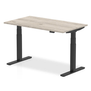 Air 1400 x 800mm Height Adjustable Desk Grey Oak Top Black Leg