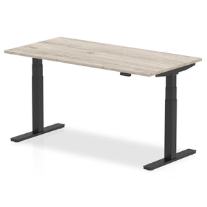 Air 1600 x 800mm Height Adjustable Desk Grey Oak Top Black Leg