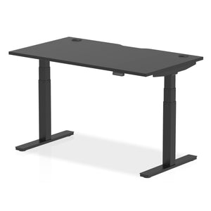 Air Black Series 1400 x 800mm Height Adjustable Desk Black Top with Cable Ports Black Leg