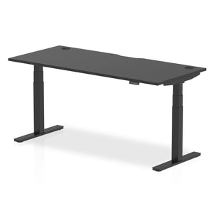 Air Black Series 1800 x 800mm Height Adjustable Desk Black Top with Cable Ports Black Leg