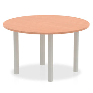 Impulse 1200mm Round Table Beech Top Silver Post Leg