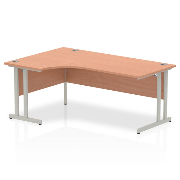 Impulse 1800mm Left Crescent Desk Beech Top Silver Cantilever Leg