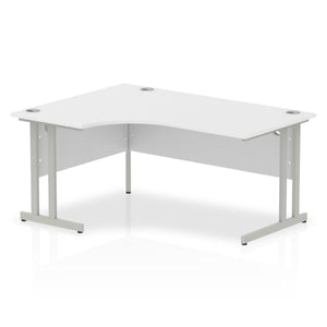 Impulse 1600mm Left Crescent Desk White Top Silver Cantilever Leg