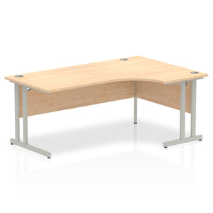 Impulse 1800mm Right Crescent Desk Maple Top Silver Cantilever Leg