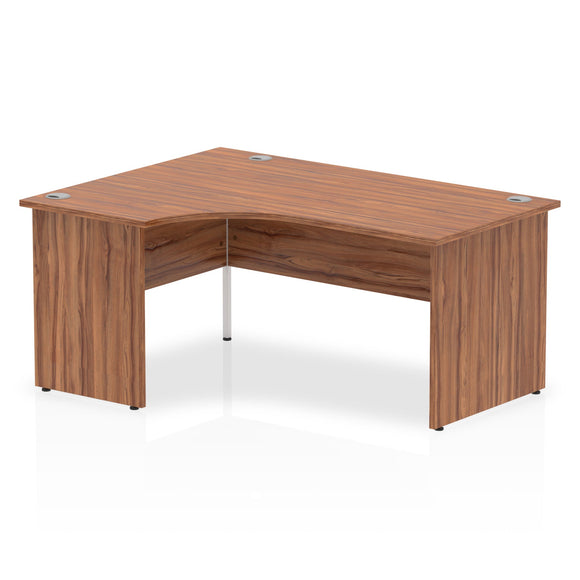 Impulse 1600mm Left Crescent Desk Walnut Top Panel End Leg