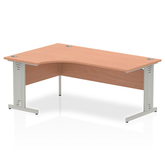 Impulse 1800mm Left Crescent Desk Beech Top Silver Cable Managed Leg