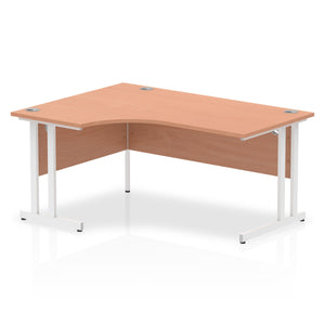 Impulse 1600mm Left Crescent Desk Beech Top White Cantilever Leg