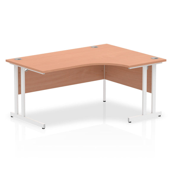 Impulse 1600mm Right Crescent Desk Beech Top White Cantilever Leg