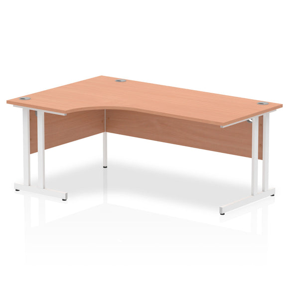 Impulse 1800mm Left Crescent Desk Beech Top White Cantilever Leg