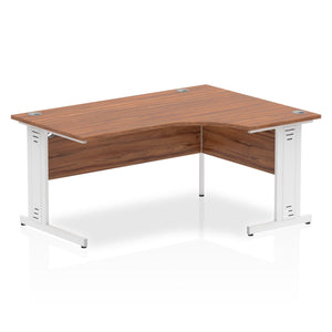 Impulse 1600mm Right Crescent Desk Walnut Top White Cable Managed Leg