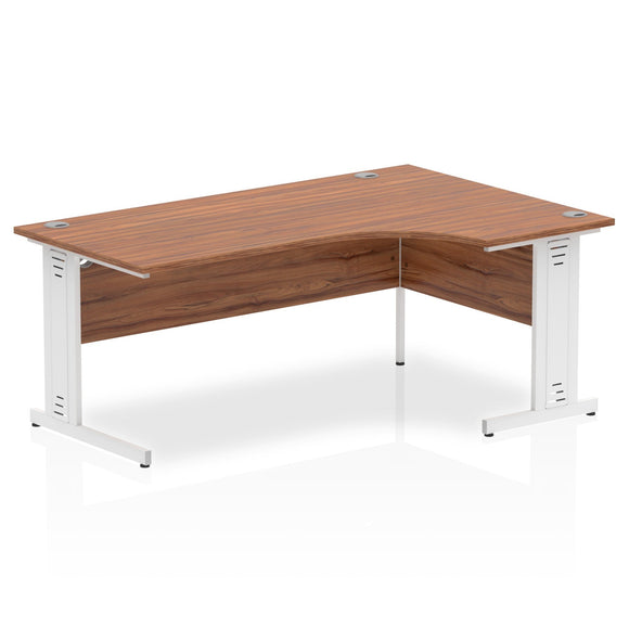 Impulse 1800mm Left Crescent Desk Walnut Top White Cable Managed Leg