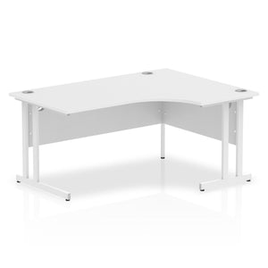 Impulse 1600mm Right Crescent Desk White Top White Cantilever Leg