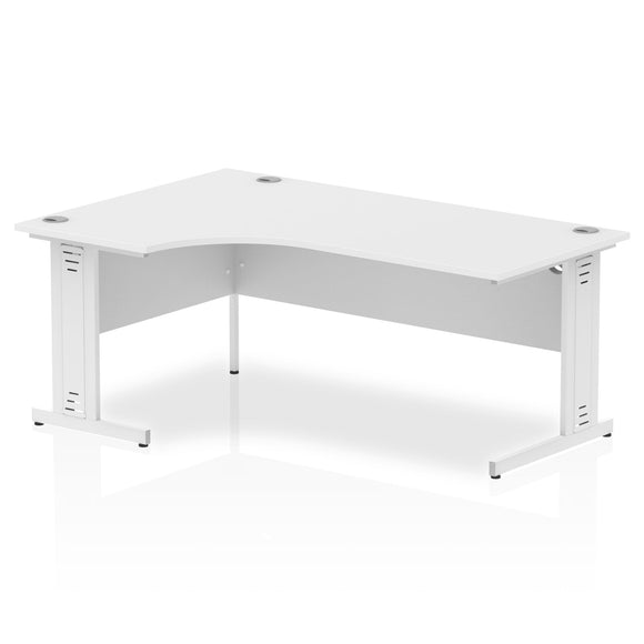 Impulse 1800mm Left Crescent Desk White Top White Cable Managed Leg