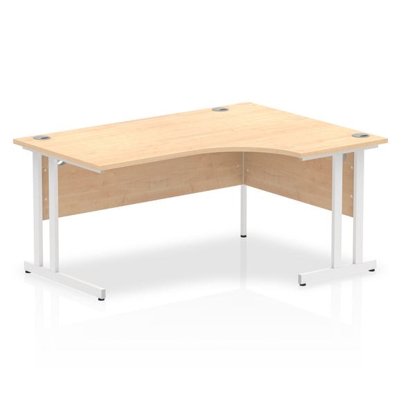 Impulse 1600mm Right Crescent Desk Maple Top White Cantilever Leg