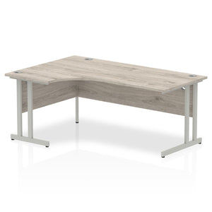 Impulse 1800mm Left Crescent Desk Grey Oak Top Silver Cantilever Leg