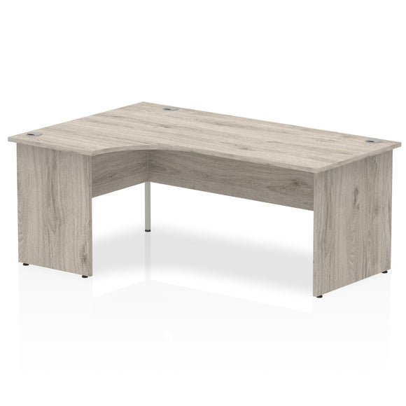 Impulse 1800mm Left Crescent Desk Grey Oak Top Panel End Leg