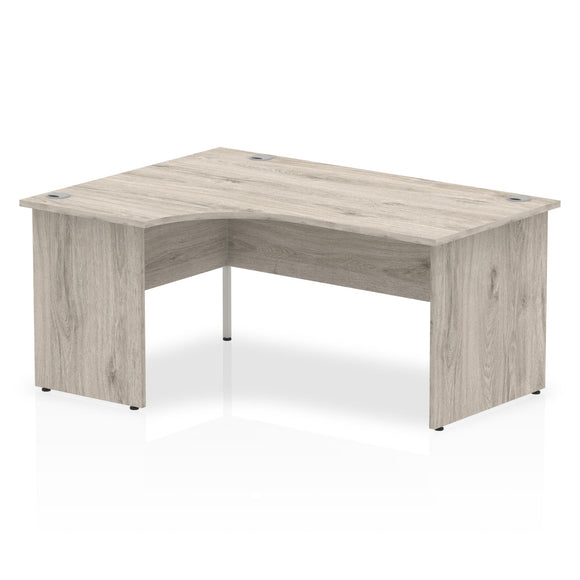 Impulse 1600mm Left Crescent Desk Grey Oak Top Panel End Leg