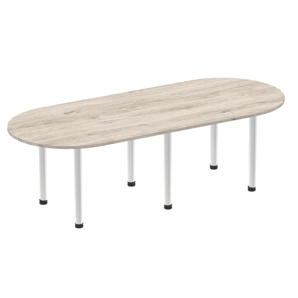 Impulse 2400mm Boardroom Table Grey Oak Top Silver Post Leg