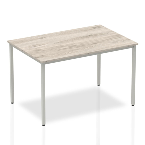 Impulse 1200mm Straight Table Grey Oak Top Silver Box Frame Leg