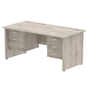 Impulse 1600 x 800mm Straight Desk Grey Oak Top Panel End Leg 1 x 2 Drawer 1 x 3 Drawer Fixed Pedestal