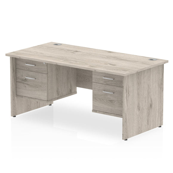 Impulse 1800 x 800mm Straight Desk Grey Oak Top Panel End Leg 2 x 2 Drawer Fixed Pedestal