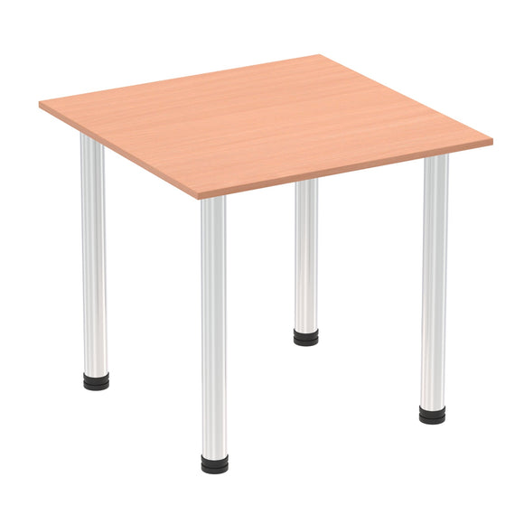 Impulse 800mm Square Table Beech Top Chrome Post Leg