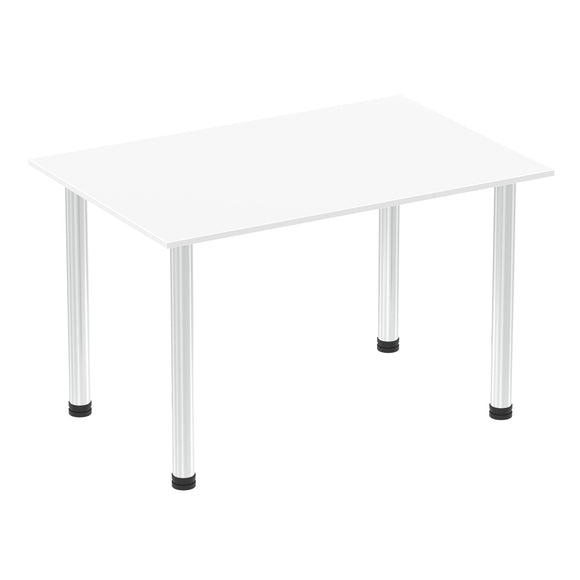 Impulse 1200mm Straight Table White Top Chrome Post Leg