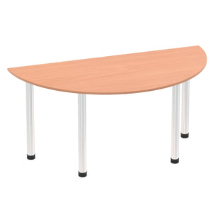 Impulse 1600mm Semi-Circle Table Beech Top Chrome Post Leg