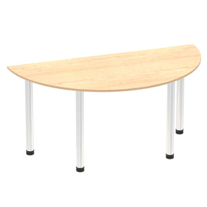 Impulse 1600mm Semi-Circle Table Maple Top Chrome Post Leg