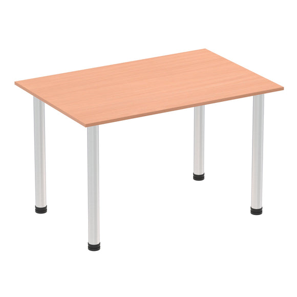 Impulse 1200mm Straight Table Beech Top Brushed Aluminium Post Leg