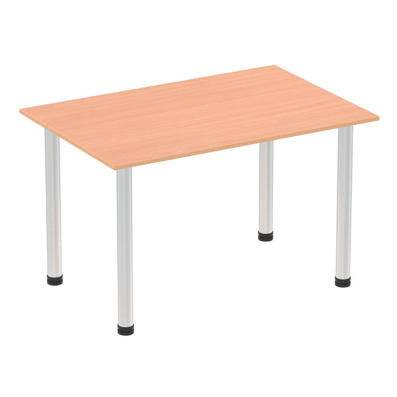 Impulse 1400mm Straight Table Beech Top Brushed Aluminium Post Leg