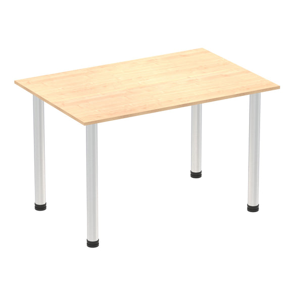 Impulse 1400mm Straight Table Maple Top Brushed Aluminium Post Leg