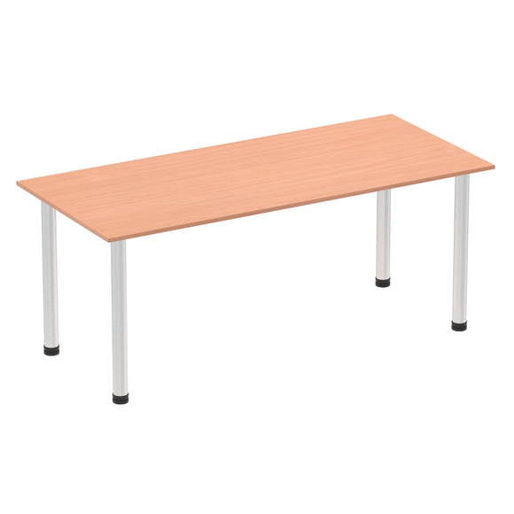 Impulse 1800mm Straight Table Beech Top Brushed Aluminium Post Leg