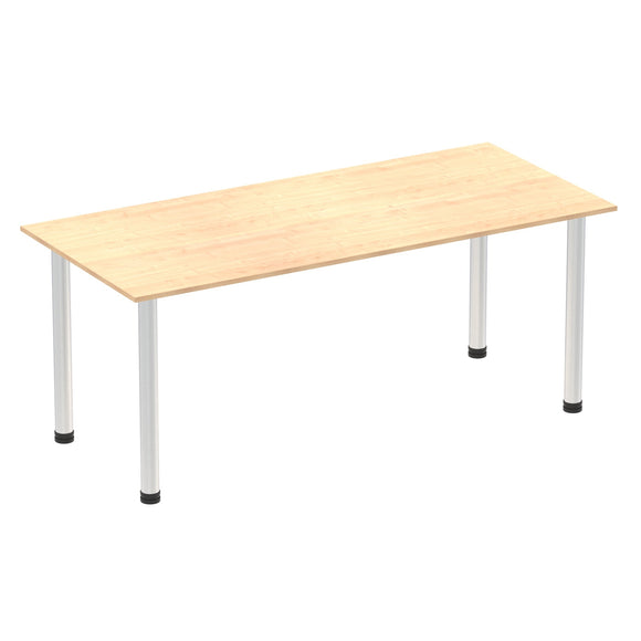 Impulse 1800mm Straight Table Maple Top Brushed Aluminium Post Leg