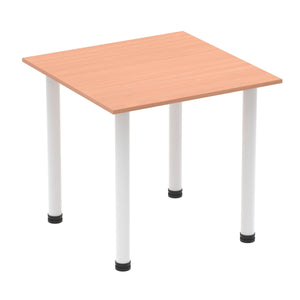 Impulse 800mm Square Table Beech Top White Post Leg