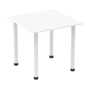 Impulse 800mm Square Table White Top White Post Leg