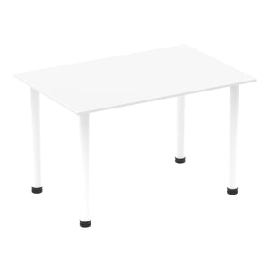 Impulse 1200mm Straight Table White Top White Post Leg