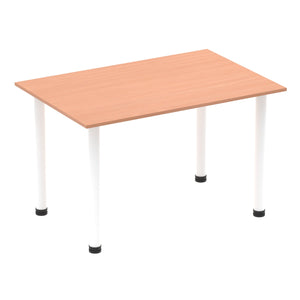 Impulse 1400mm Straight Table Beech Top White Post Leg