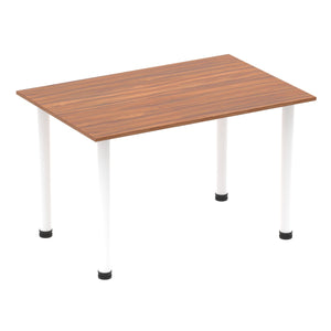 Impulse 1400mm Straight Table Walnut Top White Post Leg